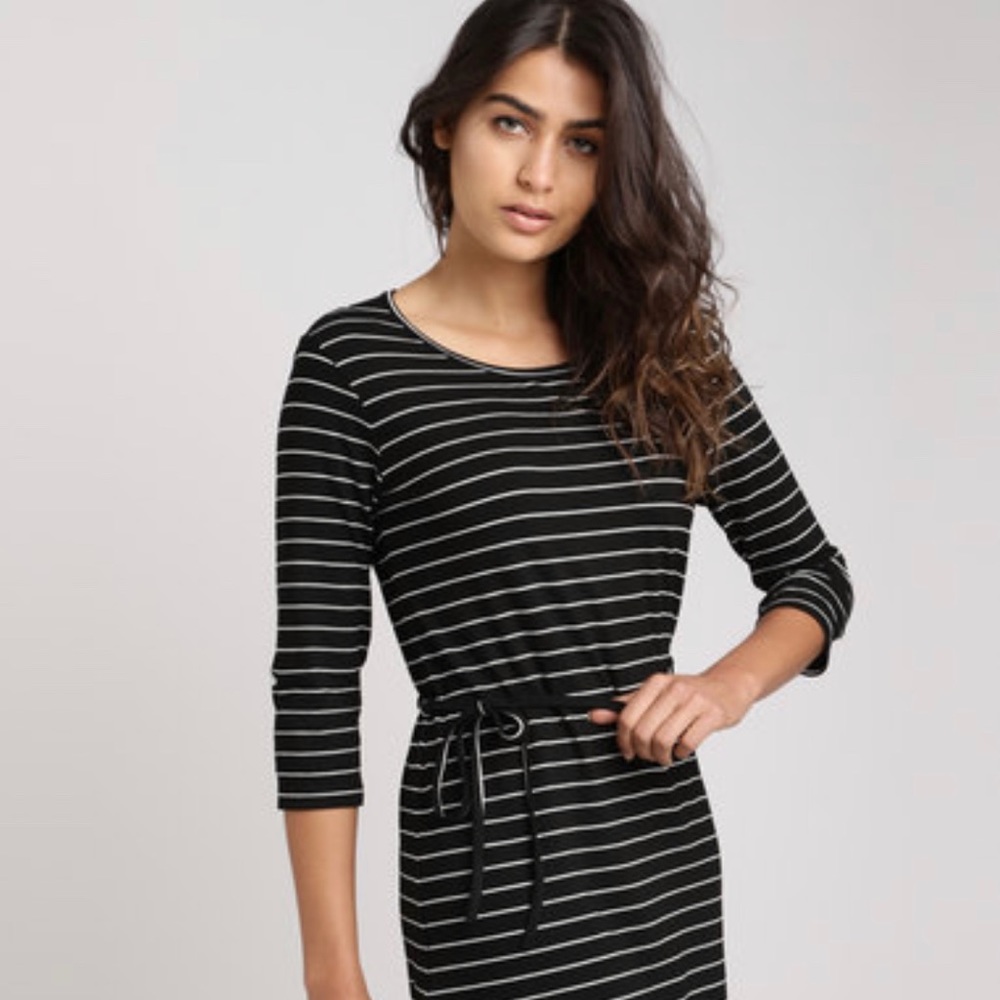 Classic White on Black striped dress